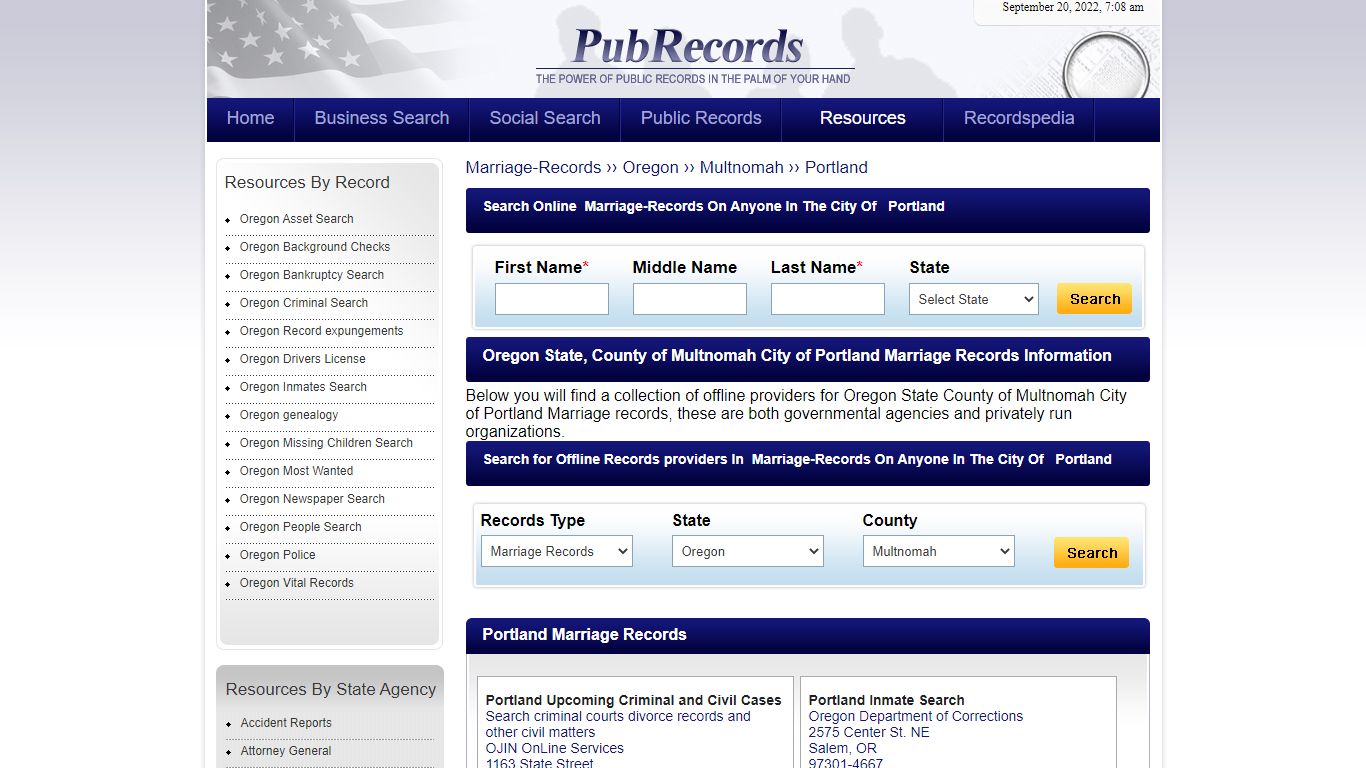 Portland, Multnomah County, Oregon Marriage Records